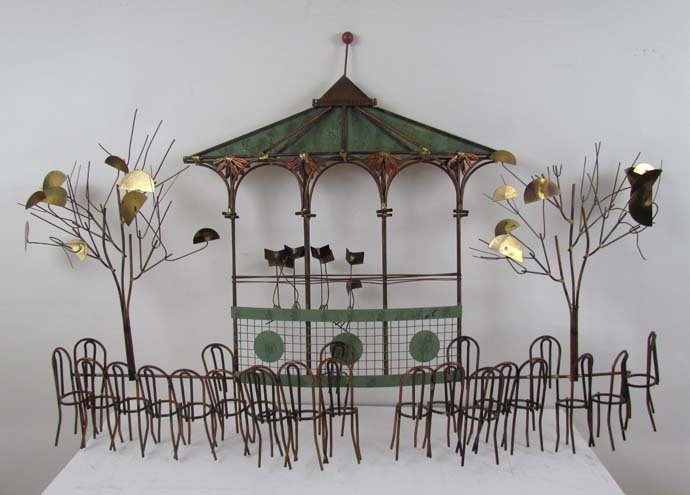 Curtis Jere Concert in the Park Wall Relief: Artist: Jere, Curtis Title: Concert in the Park Medium: Metal Dimensions: 26 x 39 x 5 inches Signature: signed on lower left