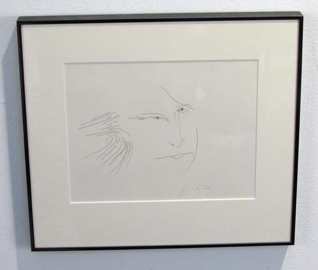 Mary Culbertson Stark profile drawing: Artist: Culbertson Stark, Mary (Contemporary American) Title: Sketchbook Series, ("Working Through It") Medium: pen and ink on paper Dimension: 6 x 6 inches Signature: signed lower right Prove