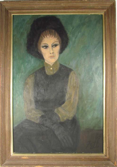 William Frederick Fett Portrait of Sydnee Cohen Litz: Artist: Fett, William Frederick (American, 1918-2006) Title: Portrait of Sydness Cohen Litz, Artist Date: 1963 Medium: oil on Upson panel Dimension: 40 x 26 inches Signature: Signed and da