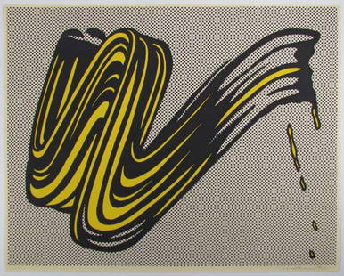 Roy Lichtenstein orig serigraph "Brushstroke" 1965: Artist: Lichtenstein, Roy (American, 1923–1997) Title: Brushstroke (Corlett II.5) Date: 1965 Medium: serigraph on heavy white wove paper Dimension: 22.2 ? 28.5 inches. (56.39 x 72.39 cm.), sheet siz