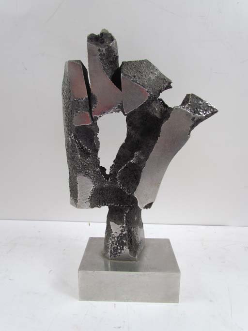 Milono, Maggie, Pittsburgh/American, mid 20th century,: Artist: Milono, Maggie, (20th Century American/Pittsburgh) Title: Abstract Sculpture Date: 1974 Medium: cast and welded aluminum Dimension: 11 inches tall Signature: incised with signature