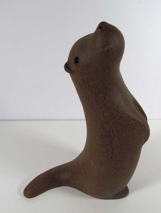SCANDINAVIAN POTTERY "Otter" SIGNED S E Y: Artist: S E Y Title: SCANDINAVIAN GARDEN POTTERY "OTTER" SIGNED S E Y Date: 1982 Medium: stoneware Dimension: 14 x 10 x 5 inches Signature: incised signature, copyright and date
