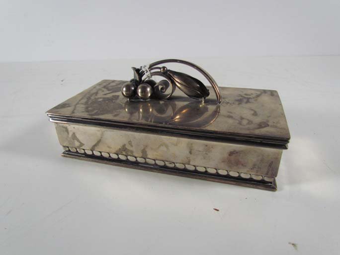 International Sterling La Paglia Cigar Box: Artist: International Title: Sterling La Paglia Cigar Box #112, blossom and bead, thin wood liner Medium: sterling Dimension: 20.2 ozt (with wood liner)