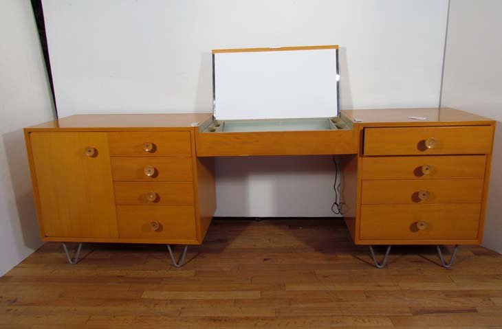 George Nelson for Herman Miller Lit Vanity: Nelson, George Lit Vanity with cupcake pulls, 1948 30 x 88.25 x 19.5 inches