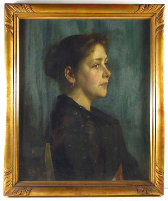 Freeman Willis Simmons "Portrait of A Seated Woman": Artist: Simmons, Freeman Willis (American, worked in France, 1859 - 1926) Title: Portrait of A Seated Woman Date: circa 1915 Medium: oil on canvas Dimensions: 22 x 18 inches Signature: s