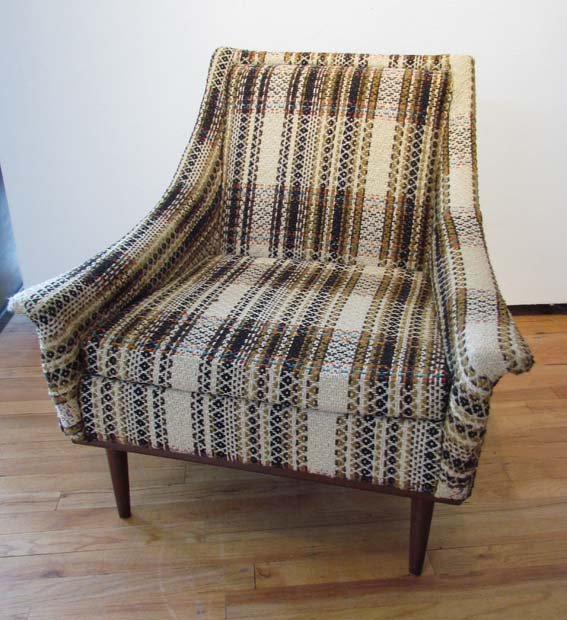 Selig of Monroe Plaid Upholstered Modern Chair: Artist: Selig of Monroe Title: Plaid Upholstered Chair Medium: upholstered furniture Dimensions: 32 x 32 x 32 inches Signature: tag under cushion