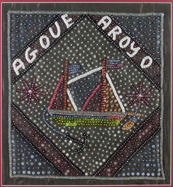 Agouet Aroyo Voodoo Banner Haitian School: Artist: 20th Century Haitian Voodoo School Title: Agouet Aroyo Date: late 20th Century Medium: Sequins and beads on fabric Dimensions: 13 x 12 inches Provenance: Frances DeBroff Collection