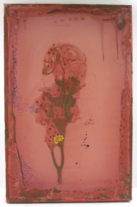 Rina Banerjee Painting "Dreams in Space": Artist: Banerjee, Rina (Indian born 1963 resides N.Y.) Title: Dreams in Space Date: circa early 90's Medium: wax on silk Dimensions: 30 x 20 inches Signature: unsigned