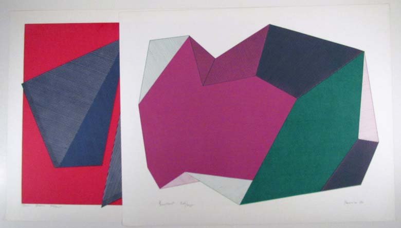 Pair of Jean-Marie Haessle serigraphs: Artist: Haessle, Jean-Marie (American, B. France 1939) Title: Breakout; Elena's Dream Date: 1980 Medium: serigraph Dimensions: paper size: 23 x 29 inches Edition: 266/295 (both) Sig