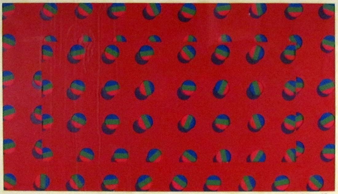 Derek Boshier 1966 multilayered orig serigraph: Artist: Boshier, Derek ( British, b.1937) Title: Output Date: 1966 Medium: serigraph printed in colors with two layers of printed surface Dimensions: 18.25 x 32 inches Edition: 35/75