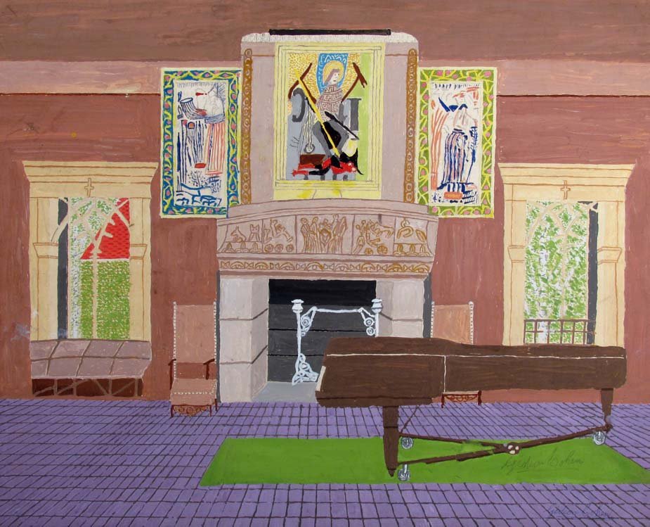 Gideon Cohen painting "Gardner Museum, Boston": Artist: Cohen, Gideon (British/American 1894-1989) Title: Inside The Isabella Stewart Gardner Tapestry Room Medium: casein on artist's board Dimensions: 24 x 30 inches Description: Gideon Cohen was