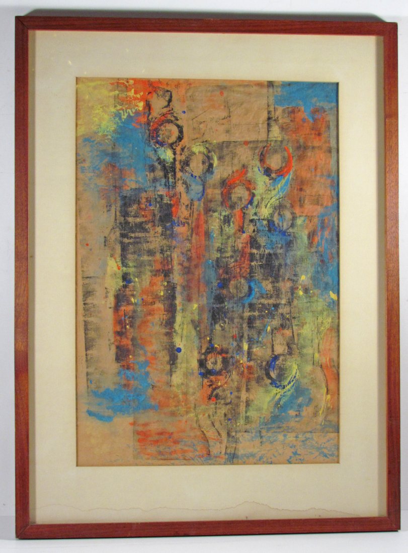 Jane Haskell 1958 watercolor on transparent paper: Artist: Haskell, Jane (American 1923 - 2013 ) Title: Images Date: 1958 Medium: watercolor on translucent paper Dimensions: 24 x 16.5 inches Provenance: Associate Artist's of Pittsburgh, 19