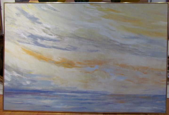 Jane Haskell 1978 painting "Sunset Gay Head": Artist: Haskell, Jane (American, 1923-2013) Title: Sunset Gay Head Date: 1978 Medium: oil on canvas Dimensions: 54 x 81 inches Description: an abstract expressionist landscape of Cape Cod