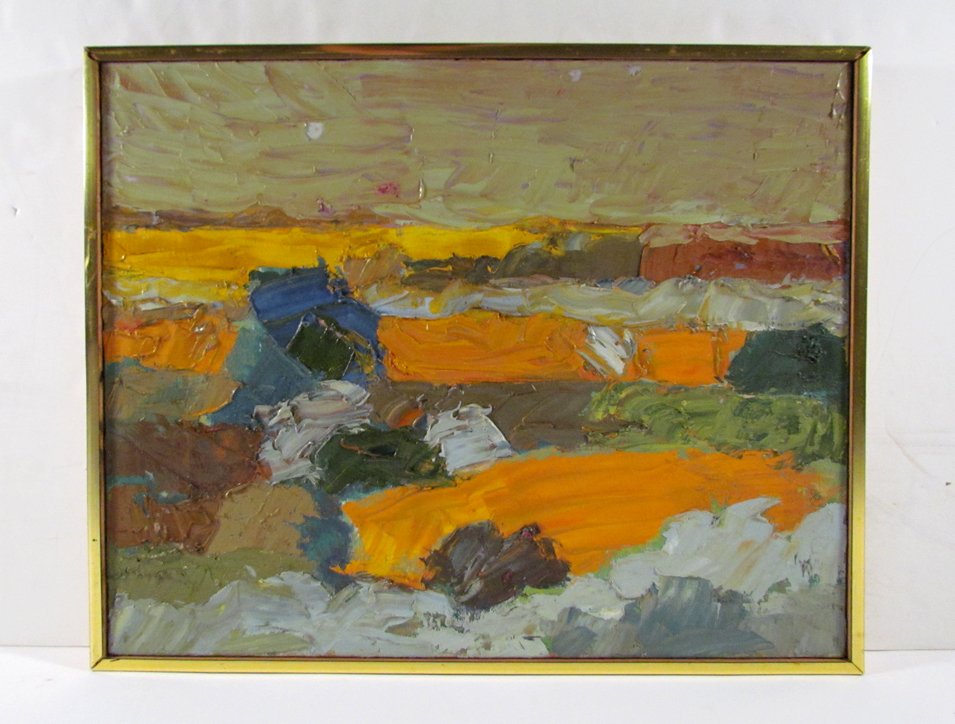 Elsie Kalstone "Untitled "oil on canvas: Artist: Kalstone, Elsie (20th Century American) Title: Untitled Date: circa 1960 Medium: oil on recycled canvas Dimensions: 18 x 22 inches Provenance: The Estate of Jane Z. Haskell