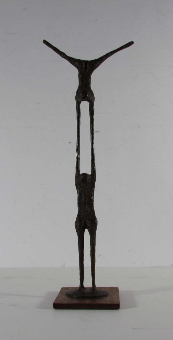 William King bronze sculpture of Acrobats: Artist: King, William Dickey (American, b. 1925) Title: Acrobats Date: circa 1960 Medium: cast bronze Dimensions: 19.5 x 7 x 4.5 inches Provenance: H C E Gallery