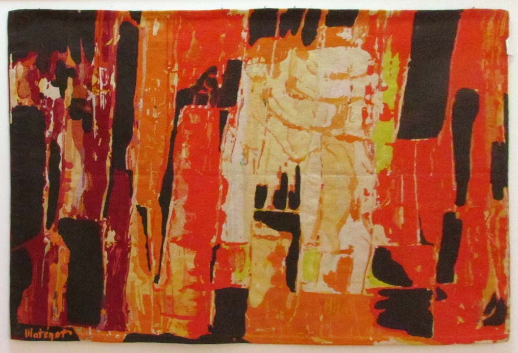 Very good Mathieu Mategot Tapestry, "Shalimar': Artist: Mategot, Mathieu (Hungarian/French, 1910- 2001) Title: Shalimar Dimensions: 50 x 68.25 inches Medium: tapestry Signature: woven into tapestry, Mategot, TMP fino LL and signed, Mategot on labe