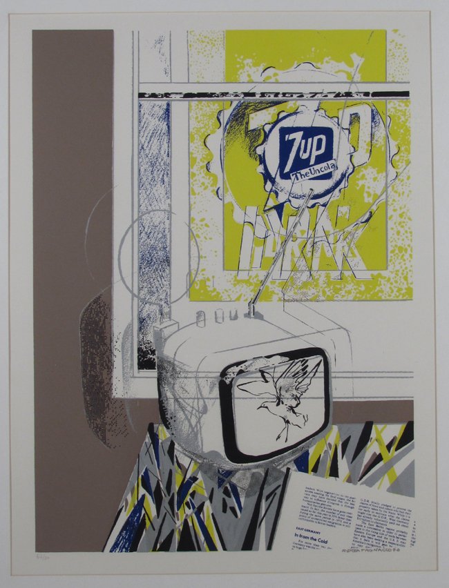 Andrea Pagnacco " Italian Pop" 7-Up lithograph: Artist: Pagnacco, Andrea (Italian, b. 1937) Title: Untitled? (7-Up) Date: 1976 Medium: lithograph printed in colors Dimensions: 21.75 x 15.5 inches Edition: 67/70 Signature: sig
