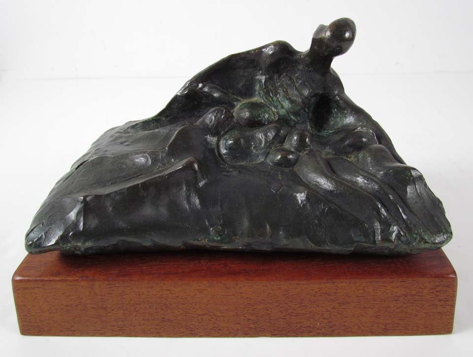 Robert Thomas cast bronze 1983 "The Family": Artist: Thomas, Robert Chester (American 1924-1987) Title: The Family Date: 1983 Medium: cast bronze on wood base Dimensions: 7.25" x 10.38" x 7" inches Edition: not stated Signatur