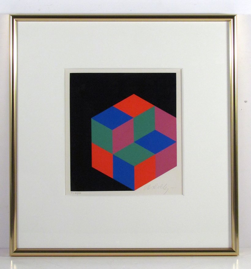 Victor Vasarely "Untitled" orig serigraph: Artist: Vasarely, Victor (French 1906-1997) Title: Untitled Abstract Date: ca.1973 Medium: serigraph printed in colors Dimensions: 10 x 9 inches Edition: FV 41/123 Signature: p