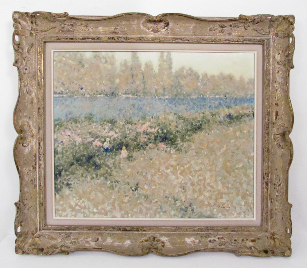 André Gisson painting "A Day in the Country, Vichy": Artist: Gisson, Andre (Gittelson) (American/French 1921 - 2003) Title: A Day in the Country, Vichy Medium: oil on canvas Dimensions: 20 x 24 inches Signature: signed A. Gisson lower right Fr