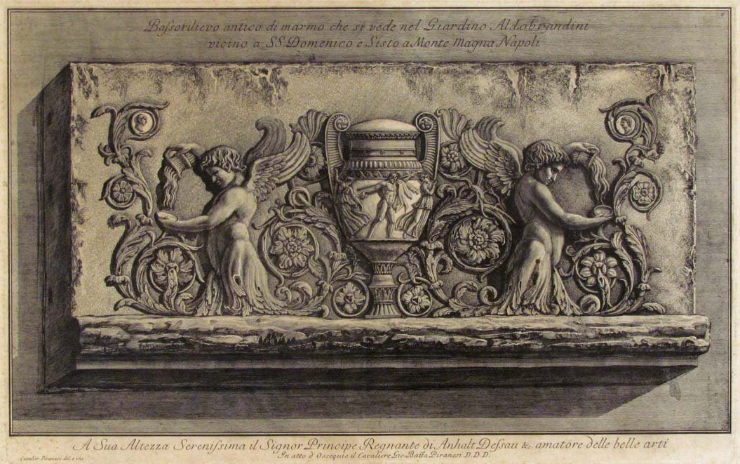 Piranesi classical engraving: Artist: Piranesi, Giovanni Battista (Italian 1720-1778) Title: Classical Engraving by Giovanni Piranesi Medium: engraving Dimensions: 16.25 x 25.25 inches Frame Type: black & gold Frame Size: