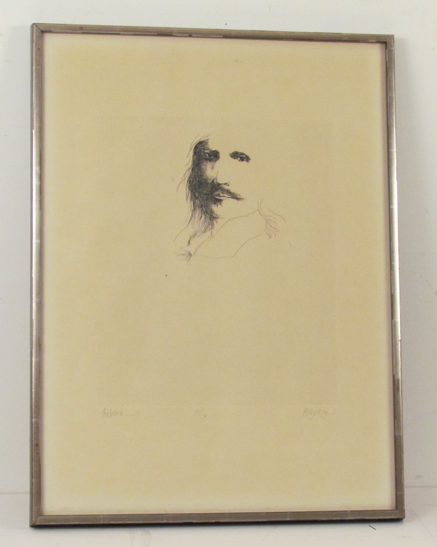 Leonard Baskin orig etching "Ribera": Artist: Baskin, Leonard (American, 1922-2000) Title: Ribera Date: 1964 Medium: etching Dimensions: 17.75 x 15 inches (plate) Edition: 32/50 Signature: pencil signed Prov