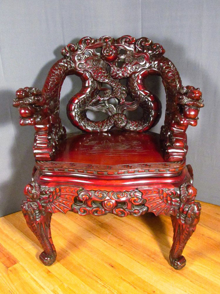 Chinese Export Carved Dragon Chair