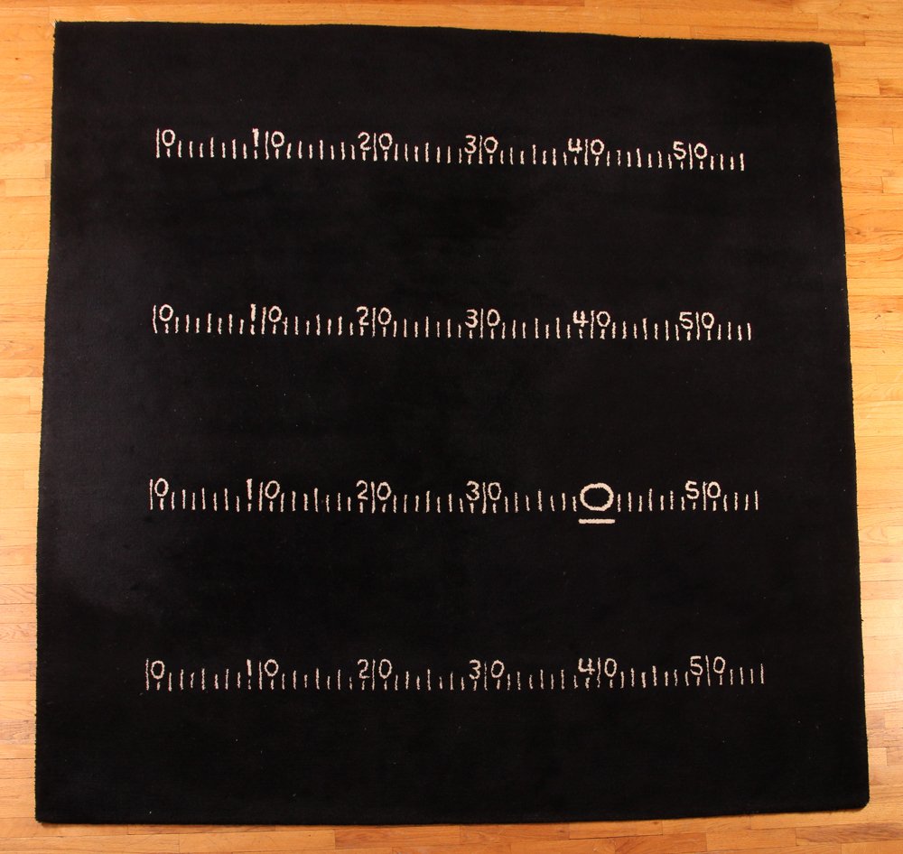 Eileen Gray Black Board Carpet: Artist: Gray, Eileen Title: Black Board Carpet Medium: wool Dimension: 97 x 92 inches Provenance: The Frank Giovannitti Collection from his Richard Meier Home on Woodland Road in Pittsburgh, Pa.