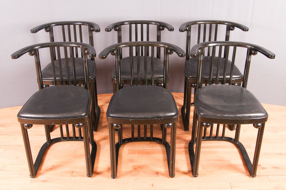 Josef Hoffmann "Fledermaus" Chairs: Artist: Hoffman, Josef (Estate, made by Wittman Austria) Title: Fledermaus Chairs, designed for the Fledermaus Cabaret in Vienna in 1907, 29 x 17 x 15.5 inches each, with Hoffman Estate/Wittman labels