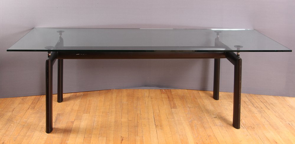 Le Corbusier LC6 Glass Dining Room Table: Artist: Le Corbusier, Pierre Jeanneret, Charlotte Perriand (1887-1965, 1896-1967, 1903-1999) Title: LC6 Dining Room/Conference Table with adjustable top height, designed 1928, 29 (adjustable to 27.2)