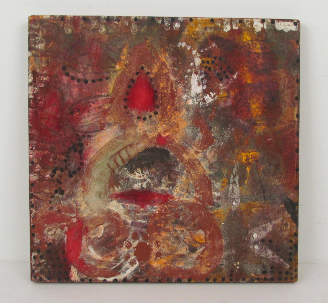 Rina Banerjee Untitled painting: Artist: Banerjee, Rina (Indian, born 1963) Title: Untitled (Shrine Figure) Medium: oil and mixed media on canvas Dimension: 20 x 20 inches Signature: signed on the canvas overlap Provenance: D