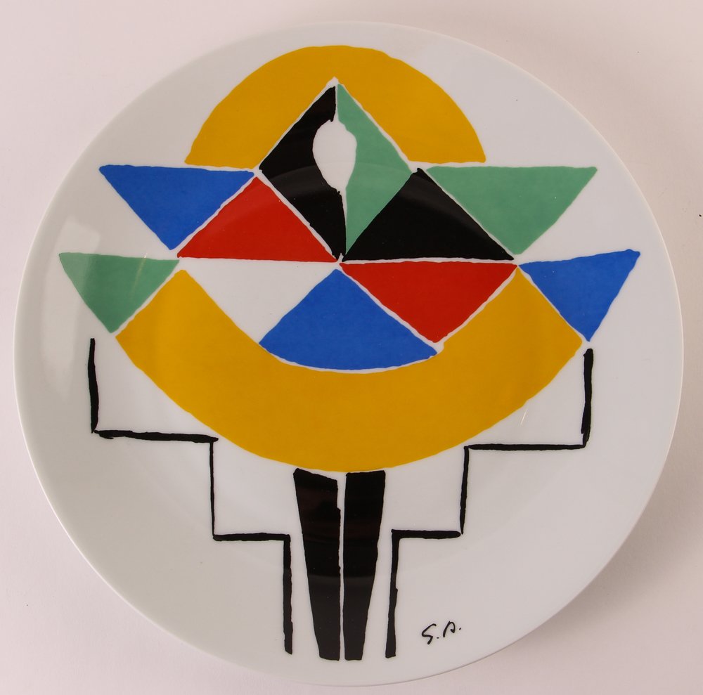 Sonia Delaunay porcelain plate "Carnaval" Limoges: Artist: Delaunay, Sonia (Ukrainian/French 1885-1979) Title: CARNAVAL Date: 1980 Medium: Painted and glazed limited edition Limoges porcelain plate Dimension: "Diameter 11 3/8 inches; 289 mm." Edi