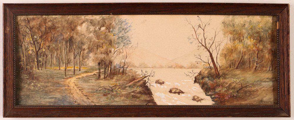 Pair of Howard Hanson landscape paintings: Artist: Hanson, Howard Harold (October 28, 1896 – February 26, 1981) Title: Pair of Landscapes Medium: watercolor, acrylic on canvas Dimension: 10 x 14 inches Signature: apparently unsigned Proven