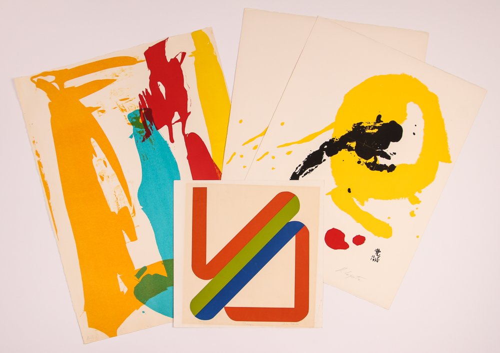 4 Abstract prints by Johnson, Fortescu, Lepatre (2): Artist: Lepatre, Philippe (French 1900 - 1979) ; Fortescu, Anton (20th Century French); Johnson, David Lure (20th Century) Title: Untitled and Theory Medium: serigraphs printed in colors Dimension: 30