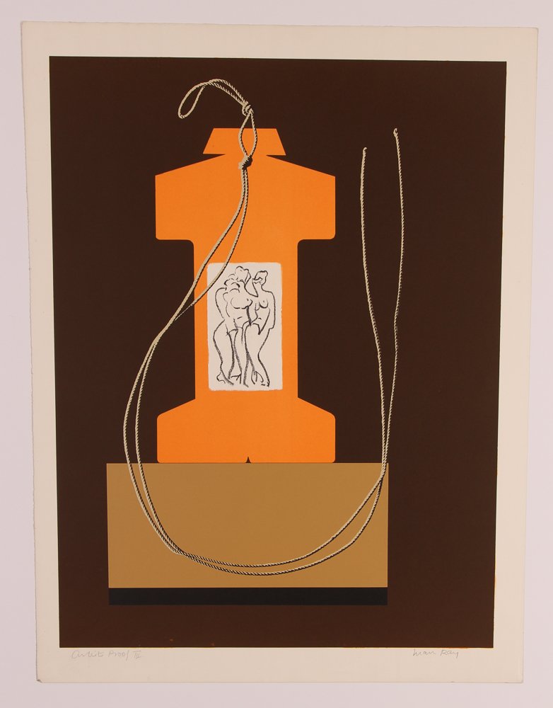 Man Ray orig litho "Monument III" c. 1965: Artist: Man Ray (American, 1890-1976) Title: Monument III Date: circa 1965 Medium: Lithograph printed in colors Dimension: 22.8 x 17.3 inches Edition: inscribed Artists Proof III Signatur