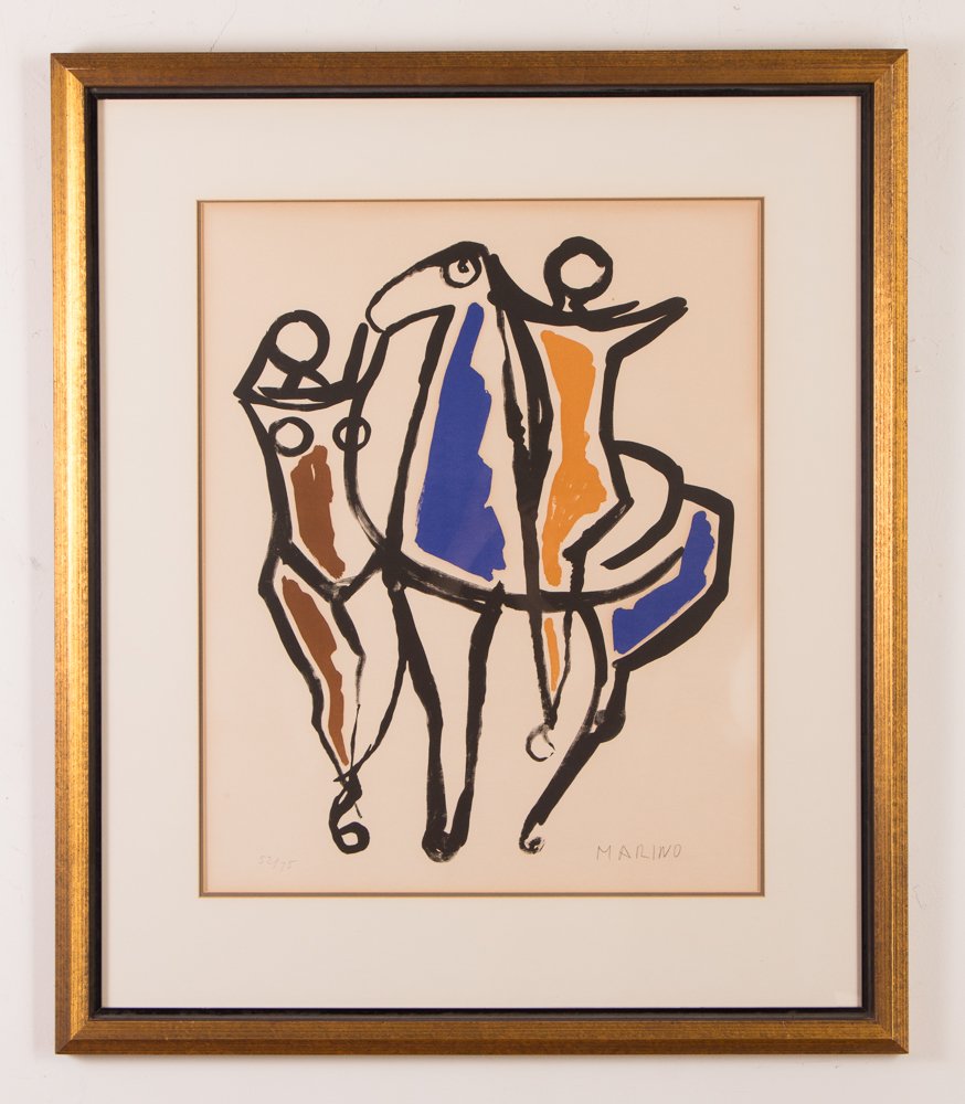 Marino Marini orig litho "Ceramica II, 1955": Artist: Marini, Marino (Italy/Switzerland, 1901-1980) Title: Ceramica II Date: 1955 Medium: Lithograph printed in colors Dimension: 21 x 16 inches Edition: numbered 52/75 Signature: