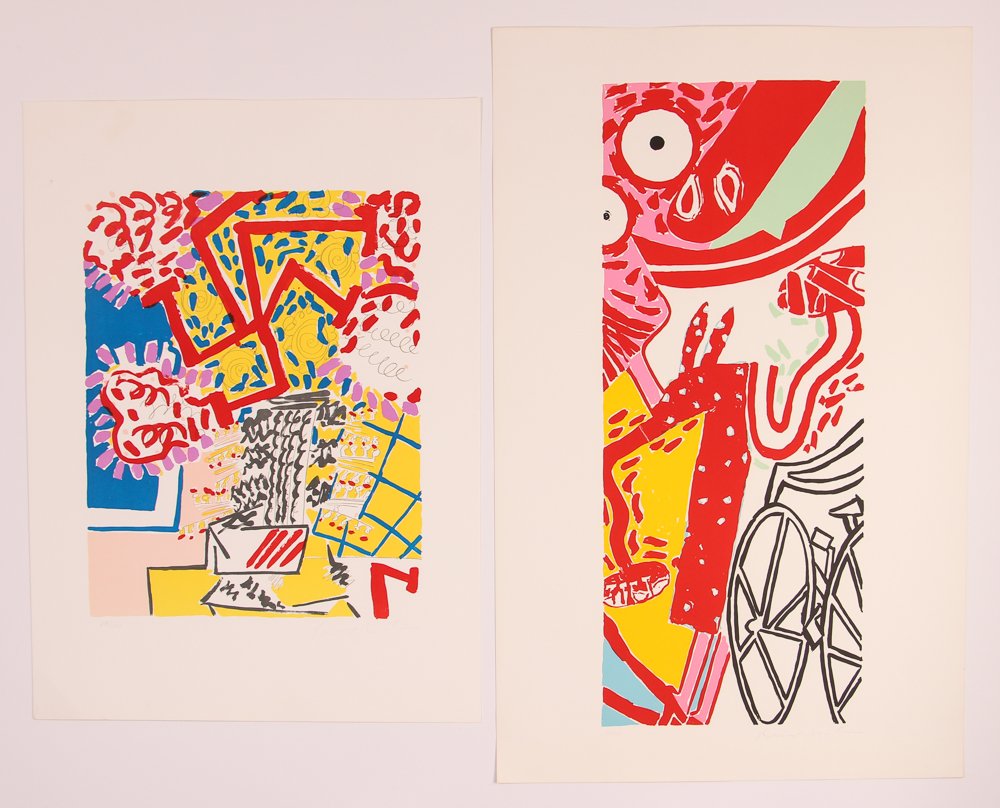 2 Knox Martin orig lithos Bicycle and Interior Still: Artist: Martin, Knox (Colombian/American, born 1923 ) Title: Bicycle and Interior Still Life Medium: lithographs printed in colors Dimension: 30 x 12.5 inches and 20 x 16 inches Edition: 121/300 and 2