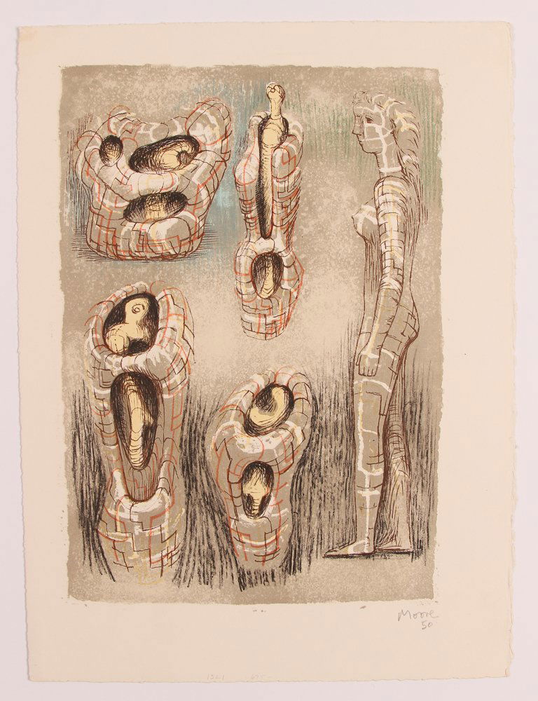 Henry Moore "Pandora and the Imprisoned Statues from: Artist: Moore, Henry Spencer (British 1898-1986) Title: Pandora and the Imprisoned Statues from Prometheus, 1950 (From the Illustrated Book “Promethee”) (Cramer #31) Date: 1950 Medium: Lithograph