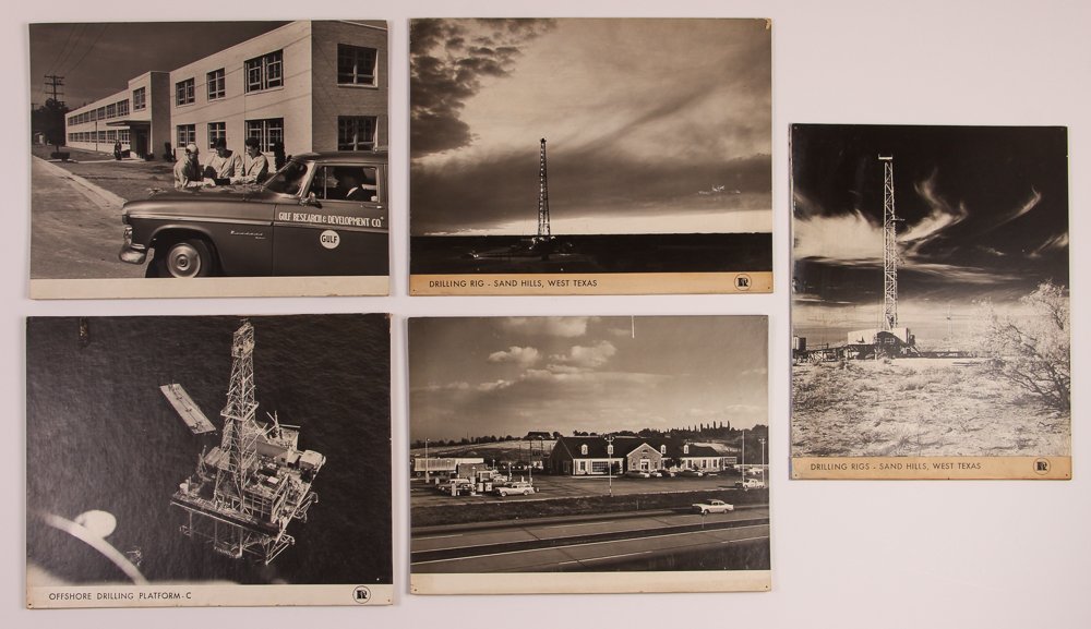 5 Robert Yarnall Richie Gulf Oil Operations Photographs: Artist: Richie, Robert Yarnall (American, 1908-1984 ) Title: 5 Gulf Oil Operations Photographs Date: c. 1950-55 Medium: black and white photographic prints, mounted to board Dimension: 18 x 15 inches