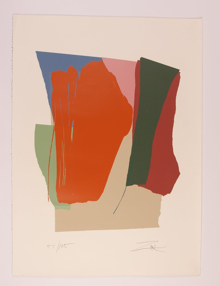 Larry Zox "Untitled" orig serigraph: Artist: Zox, Larry (American 1937-2006) Title: Untitled Date: circa 1980 Medium: serigraph printed in colors Dimension: 28 x 24 inches on a larger sheet Edition: 57/185 Signature: pen