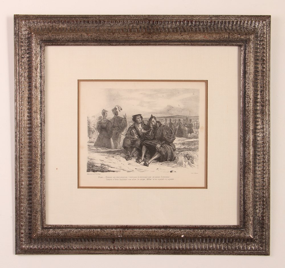 After Delacroix lithograph "Faust and Wagner in: Artist: Delacroix, Eugene (1798-1863) Title: Faust et Wagner in Conversation Date: 1828 printed before 1873. Medium: lithograph on wove paper Dimensions: 8.5 x 10.25 inches Frame Type: silver