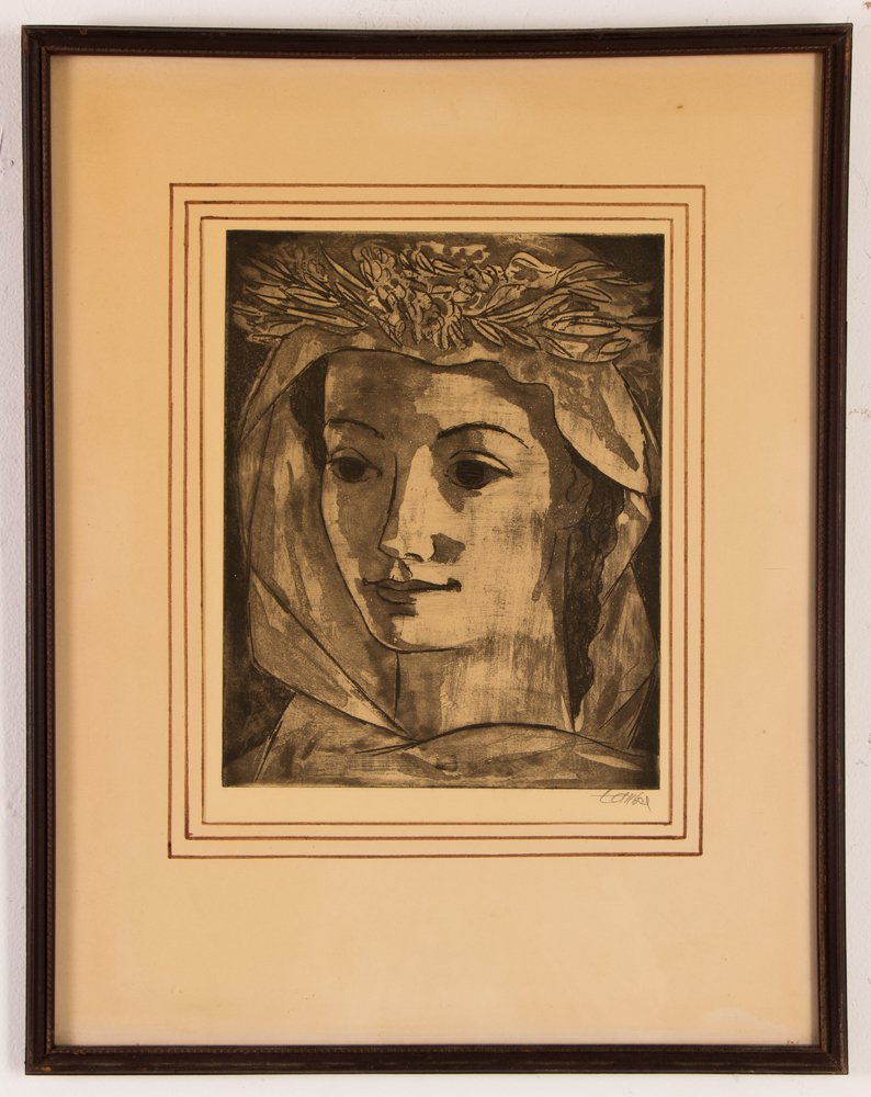 2 Frederic Taubes aquatints "Julia and Flora": Artist: Taubes, Frederic (American, 1900-1981) Title: Julia and Flora Date: 1950 and 1955 Medium: etching and aquatint Dimensions: 10 x 7 3/4 inches and 10 x 8 inches Editions: AAA Edition o
