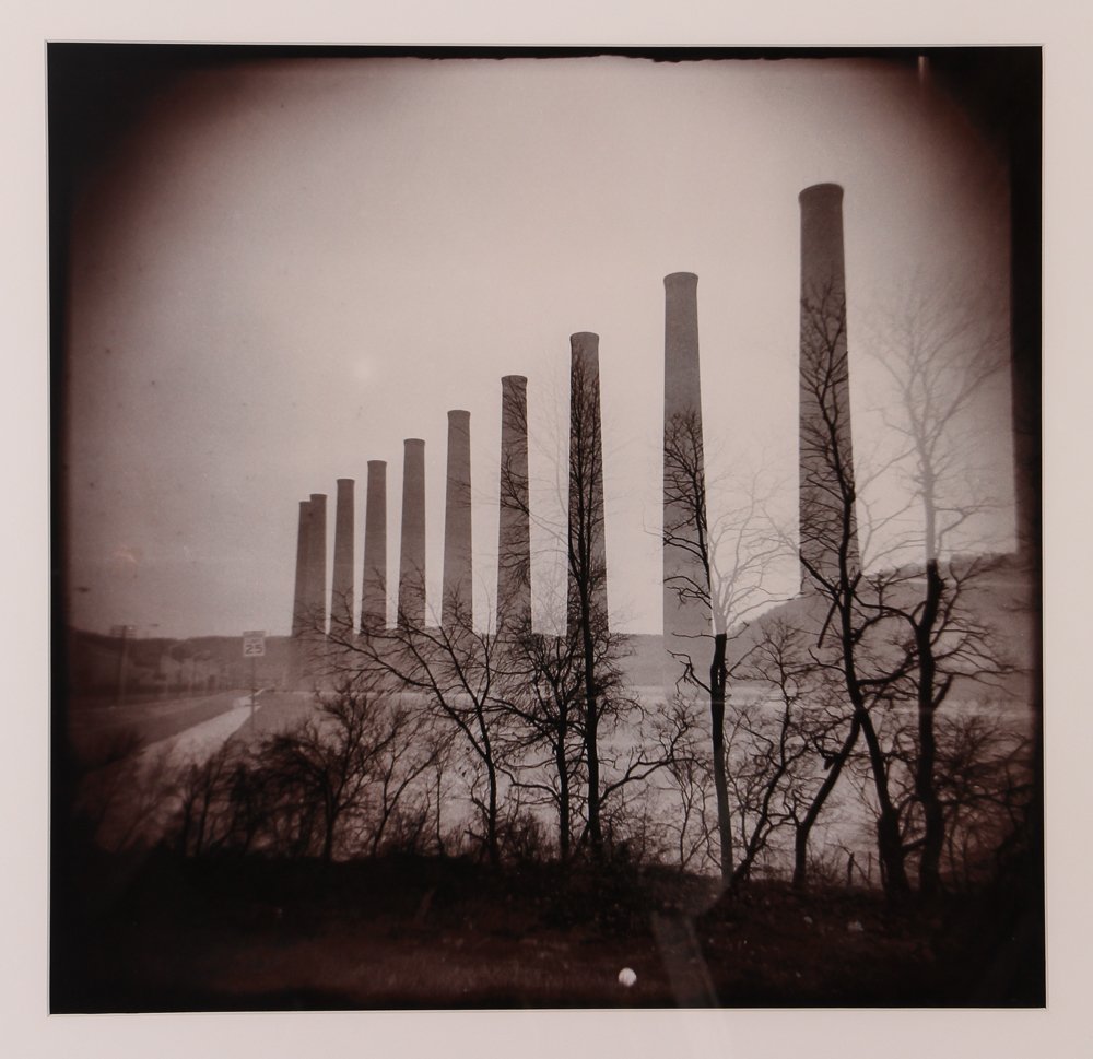 Aaronel Gruber photo "Row of 12 Stacks": Artist: Gruber, Aaronel deRoy (American, 1918-2011) Title: Row of 12 Stacks (Homestead) Date: 1990's Medium: infrared custom toned silver gelatin Dimensions: 14.75 x 15.5 inches Signature: wi