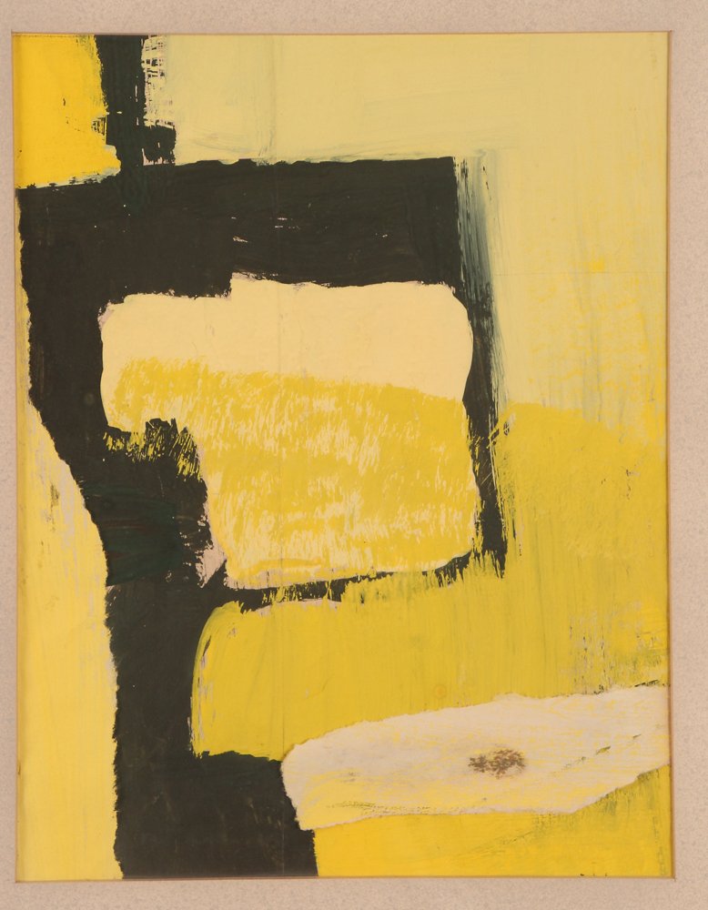 Aaronel Gruber painted collage after Franz Kline: Artist: Gruber, Aaronel deRoy (American, 1918-2011) Title: Untitled Abstract Medium: Painting on paper with painted collage Dimensions: 13.5 x 10.5 inches (sight) Provenance: The Estate of Aaronel Gru