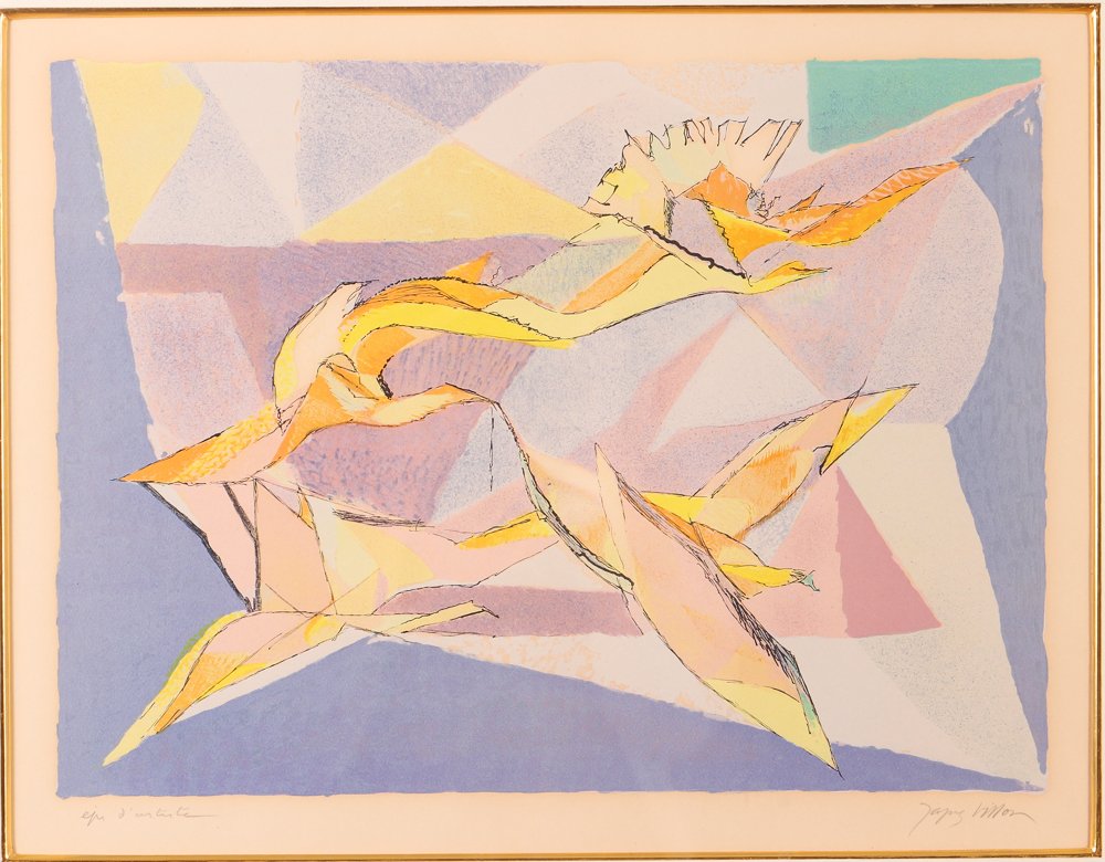 Jacques Villon 1958 litho "La Conquête de l’air": Artist: Villon, Jacques (French, 1875-1963) Title: La Conquête de l’air Date: 1958 Medium: Lithograph printed in colors Dimensions: 12 x 16 inches Editions: inscribed Epreuve d’artiste Si