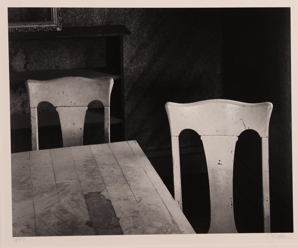 John Sexton photo "Two Chairs, Bode, CA, 1977/1984": Artist: Sexton, John (American, b. 1953) Title: Two Chairs, Bode, CA Date: 1977/1984 Medium: Silver gelatin print Dimensions: 10.25 x 12.75 inches Signature: Signed and dated on mount Pr