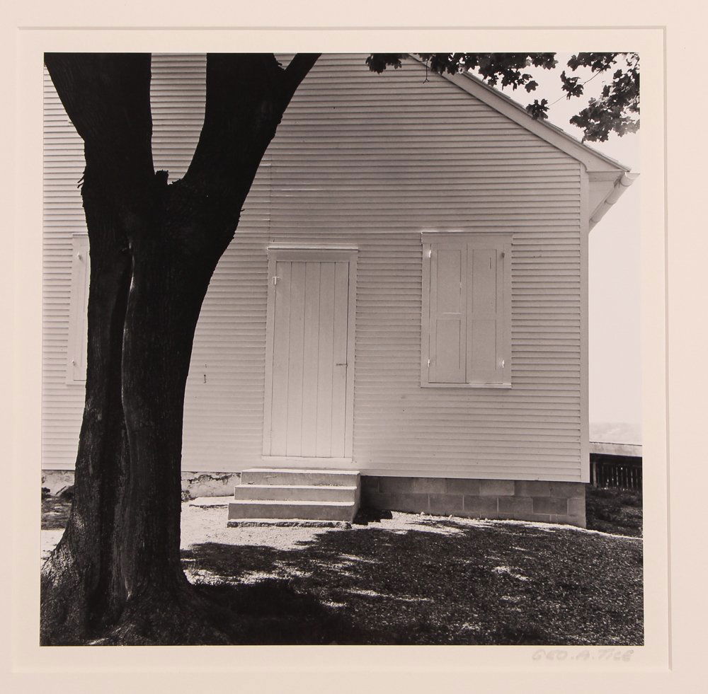 George Tice photo "Tree and Meeting House, Lancaster,: Artist: Tice, George (American, b. 1938) Title: Tree and Meeting House, Lancaster, PA Date: 1965 Medium: Silver gelatin print Dimensions: 10.25 x 10.3 inches Signature: Signed George A. Tice lo