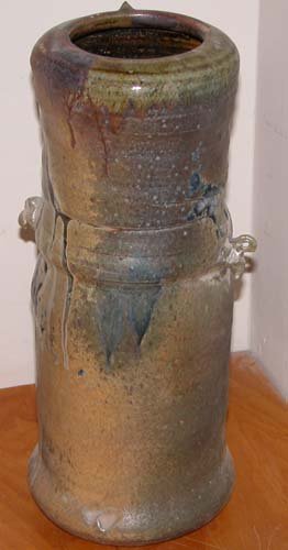 Don Reitz: Tall Ceramic Vase with Small Handles: Tall Vase with Small Handles Ceramic on Ceramic Don Reitz 14 x 6 x 5 inches In generally good condition. Underside(signed indistinctly) Unframed