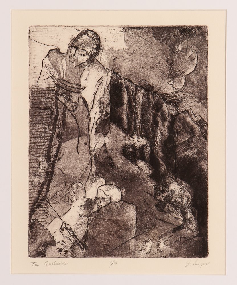 3 Joseph Singer Etchings Lust, Conductor, Profile: Artist Singer, Joseph (American, Pittsburgh, 1918-2010) Title Lust, The Conductor, Profile Date 1982, circa 1970, circa 1970 Medium intaglio etching Dimensions image: 5.75 x 4.25, paper: 1