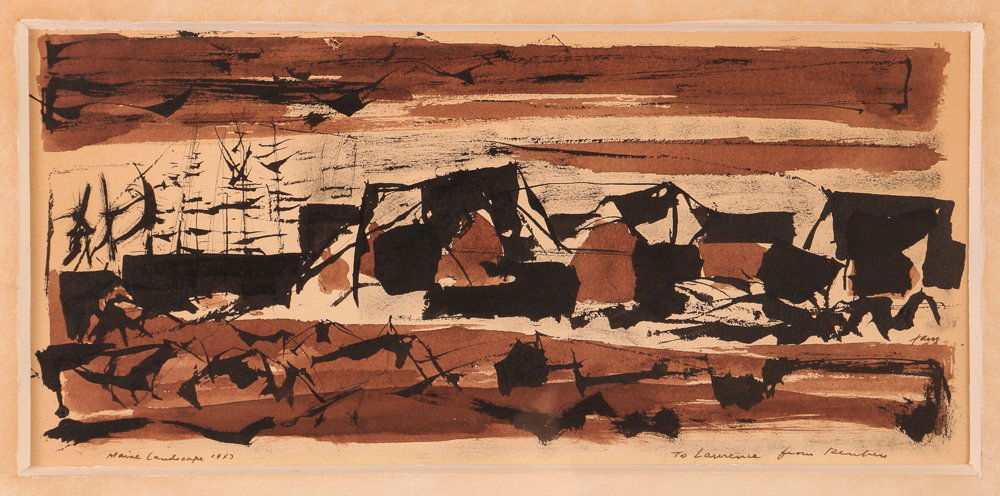 Reuben Tam 1947 watercolor/wash "Maine" (1 of 7)